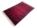 122x184 cm Handmade Turkish Red & Blue Wool Carpet – Traditional Geometric and Floral Design from Afghanistan