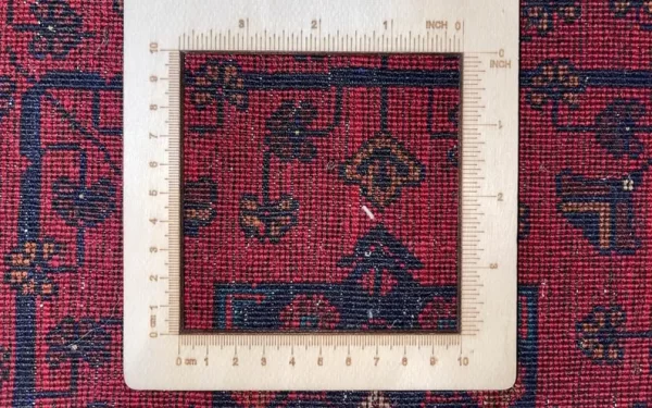 122x184 cm Handmade Turkish Red & Blue Wool Carpet – Traditional Geometric and Floral Design from Afghanistan - Image 2
