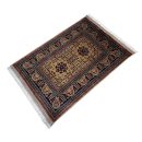 83x121cm Handmade Turkish Wool Carpet – Elegant Yellow and Blue Geometric Design from Afghanistan
