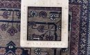 83x121cm Handmade Turkish Wool Carpet – Elegant Yellow and Blue Geometric Design from Afghanistan
