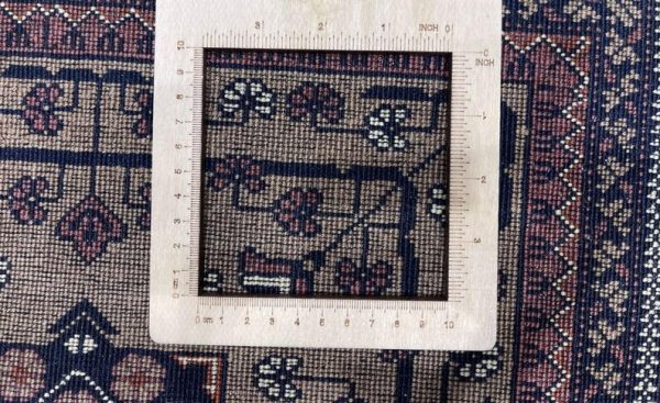 83x121cm Handmade Turkish Wool Carpet – Elegant Yellow and Blue Geometric Design from Afghanistan - Image 4