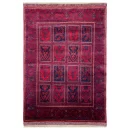 102x148cm Handmade Turkish Wool Carpet – Rich Red & Navy Blue Geometric Design from Afghanistan