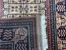 81x123cm Handmade Turkish Wool Carpet – Elegant Yellow and Blue Geometric Design from Afghanistan