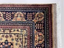 81x123cm Handmade Turkish Wool Carpet – Elegant Yellow and Blue Geometric Design from Afghanistan