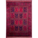 153x197cm Handmade Turkish Wool Carpet – Rich Red & Navy Blue Geometric Design from Afghanistan