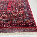 123X180cm Handmade Turkish Wool Carpet – Vibrant Red & Blue Geometric Design from Afghanistan
