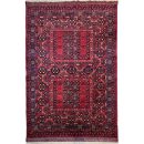 123X180cm Handmade Turkish Wool Carpet – Vibrant Red & Blue Geometric Design from Afghanistan