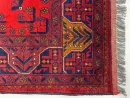 101X149cm Handmade Turkish Wool Rug – Vibrant Red & Blue Geometric Floral Carpet from Afghanistan