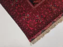 144X200cm Handmade Turkish Wool Rug – Red & Blue Geometric and Floral Design Carpet from Afghanistan