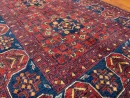 100X145cm Handmade Turkish Wool Rug – Vibrant Red & Blue Geometric Floral Carpet from Afghanistan