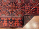 99X153cm Handmade Turkish Wool Rug – Bold Red & Blue Geometric Design Carpet from Afghanistan