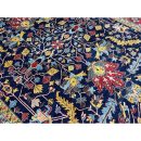 272X354cm Handmade Turkish Wool Rug – Intricate Red, Blue & Yellow Floral Design Carpet from Afghanistan
