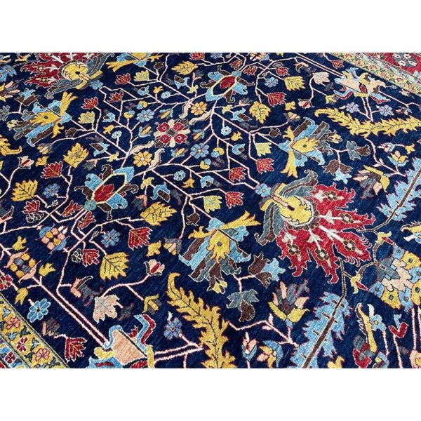 272X354cm Handmade Turkish Wool Rug – Intricate Red, Blue & Yellow Floral Design Carpet from Afghanistan - Image 4