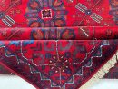 156X202cm Handmade Turkish Wool Rug – Vibrant Red & Blue Geometric Floral Design Carpet from Afghanistan
