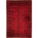 201 X 294 cm Handmade Turkish Wool Rug – Bold Red & Blue Geometric Design Carpet from Afghanistan