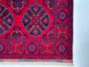 121X195cm Handmade Turkish Wool Carpet – Elegant Red & Blue Floral Design from Afghanistan