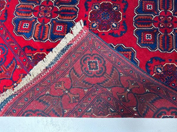121X195cm Handmade Turkish Wool Carpet – Elegant Red & Blue Floral Design from Afghanistan - Image 3