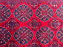 121X195cm Handmade Turkish Wool Carpet – Elegant Red & Blue Floral Design from Afghanistan
