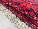92 X 142 cm Handmade Turkish Wool Rug – Bold Red & Blue Geometric Design Carpet from Afghanistan