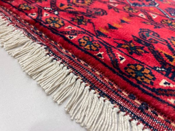 92 X 142 cm Handmade Turkish Wool Rug – Bold Red & Blue Geometric Design Carpet from Afghanistan - Image 5
