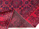 185 X 272 cm Handmade Turkish Wool Rug – Elegant Red & Blue Geometric Design Carpet from Afghanistan