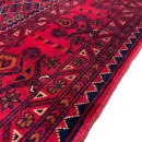185 X 272 cm Handmade Turkish Wool Rug – Elegant Red & Blue Geometric Design Carpet from Afghanistan