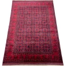 185 X 272 cm Handmade Turkish Wool Rug – Elegant Red & Blue Geometric Design Carpet from Afghanistan