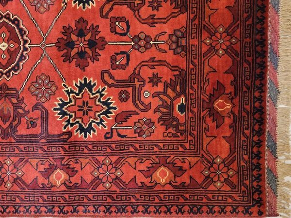 81 X 122 cm Handmade Vintage Turkish Wool Rug – Red & Black Floral Design from Afghanistan - Image 6