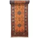 112 X 974 cm Handmade Orange Turkish Wool Rug – Traditional Geometric Design from Afghanistan