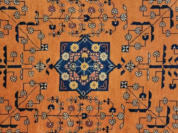 112 X 974 cm Handmade Orange Turkish Wool Rug – Traditional Geometric Design from Afghanistan - Image 3