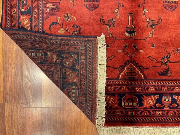 124 X 176 cm Handmade Anatolian Wool Carpet – Elegant Floral Design in Red and Navy - Image 4