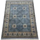 153 X 195cm Handmade Wool Rug – Elegant Blue and Beige Anatolian Design