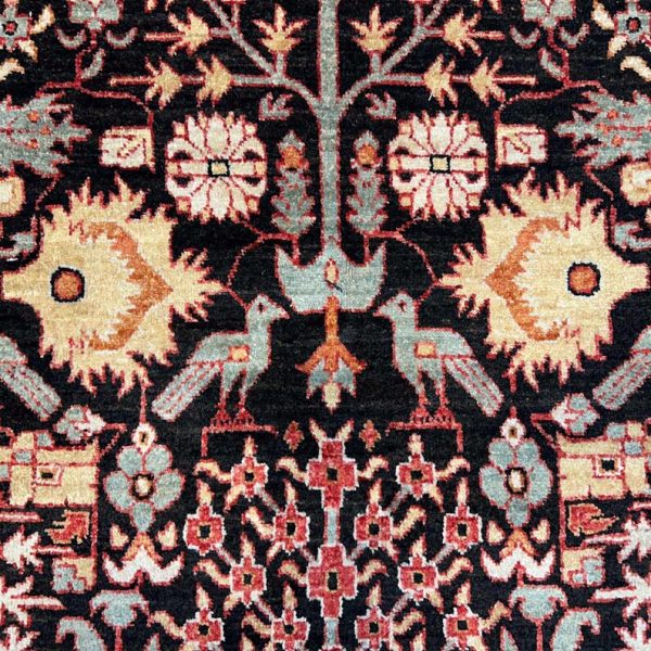 Exquisite Handmade Wool Rug – Timeless Persian Design with Intricate Floral Patterns in Black and Red, Perfect for Luxury Living Spaces - Image 5