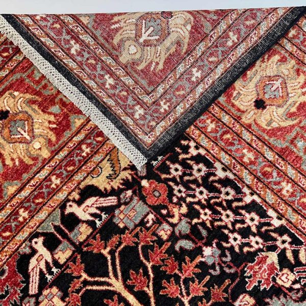 Exquisite Handmade Wool Rug – Timeless Persian Design with Intricate Floral Patterns in Black and Red, Perfect for Luxury Living Spaces - Image 2