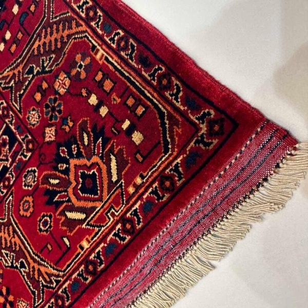 185X182cm Handmade Traditional Turkish Rug - Red and Blue Vintage Handwoven Kilim | Antique Carpet | Decorative Floor Rug - Image 2
