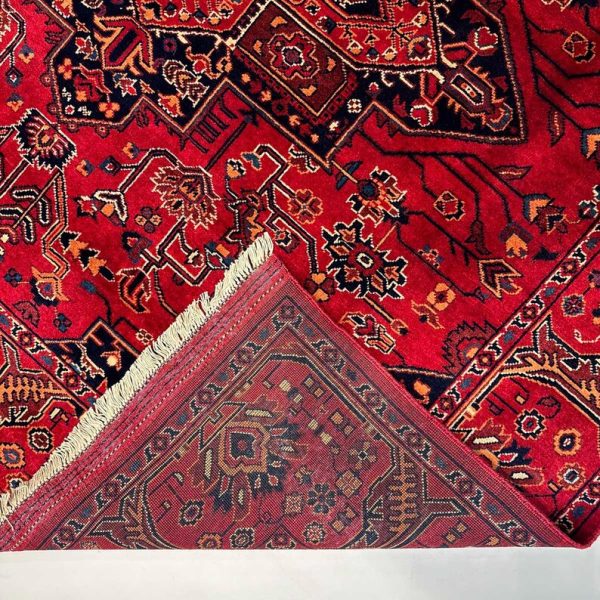 185X182cm Handmade Traditional Turkish Rug - Red and Blue Vintage Handwoven Kilim | Antique Carpet | Decorative Floor Rug - Image 3