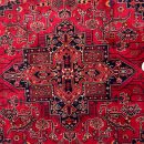 185X182cm Handmade Traditional Turkish Rug - Red and Blue Vintage Handwoven Kilim | Antique Carpet | Decorative Floor Rug