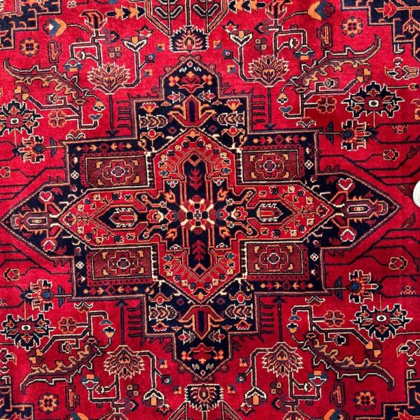 185X182cm Handmade Traditional Turkish Rug - Red and Blue Vintage Handwoven Kilim | Antique Carpet | Decorative Floor Rug - Image 5
