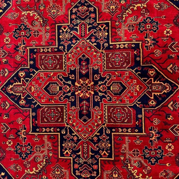 192 X 274 cm Handmade Turkish Vintage Carpet – Red and Navy Kilim | Traditional Decorative Rug | Handwoven Floor Art | Classic Wool Rug - Image 6