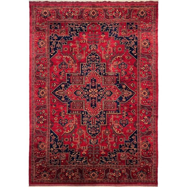 192 X 274 cm Handmade Turkish Vintage Carpet – Red and Navy Kilim | Traditional Decorative Rug | Handwoven Floor Art | Classic Wool Rug